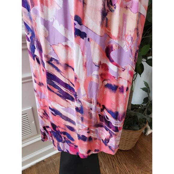 LOGO by Lori Goldstein Dress Women 2X Multicolor Midi Stretch Soft Knit Casual - Picture 5 of 15